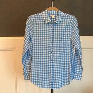 J Crew blue/ white gingham button down